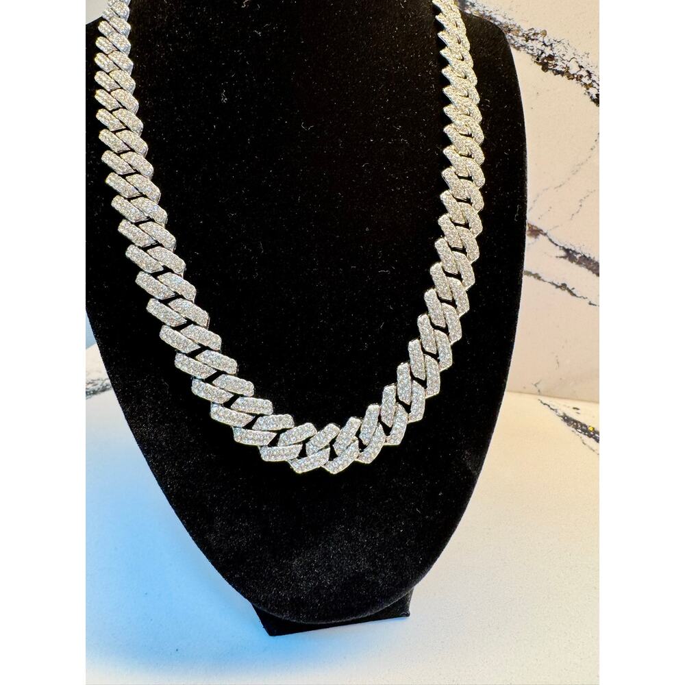 Heavy 76g Moissanite Iced Out Cuban Link Chain Necklace
